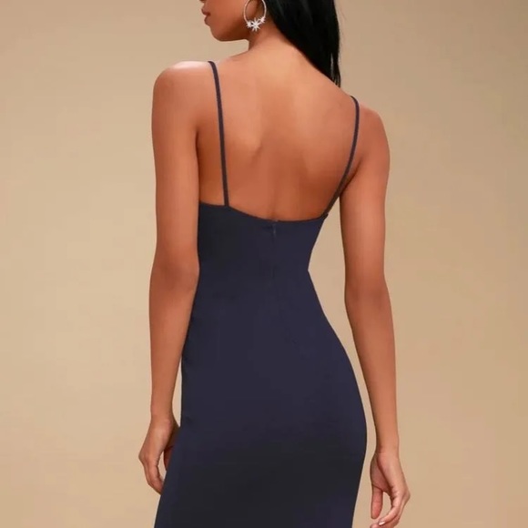 Lulu's Dresses Lulus Don't Tell 'Em Navy Blue Bodycon Midi Dress Women’s Medium - Picture 4 of 8